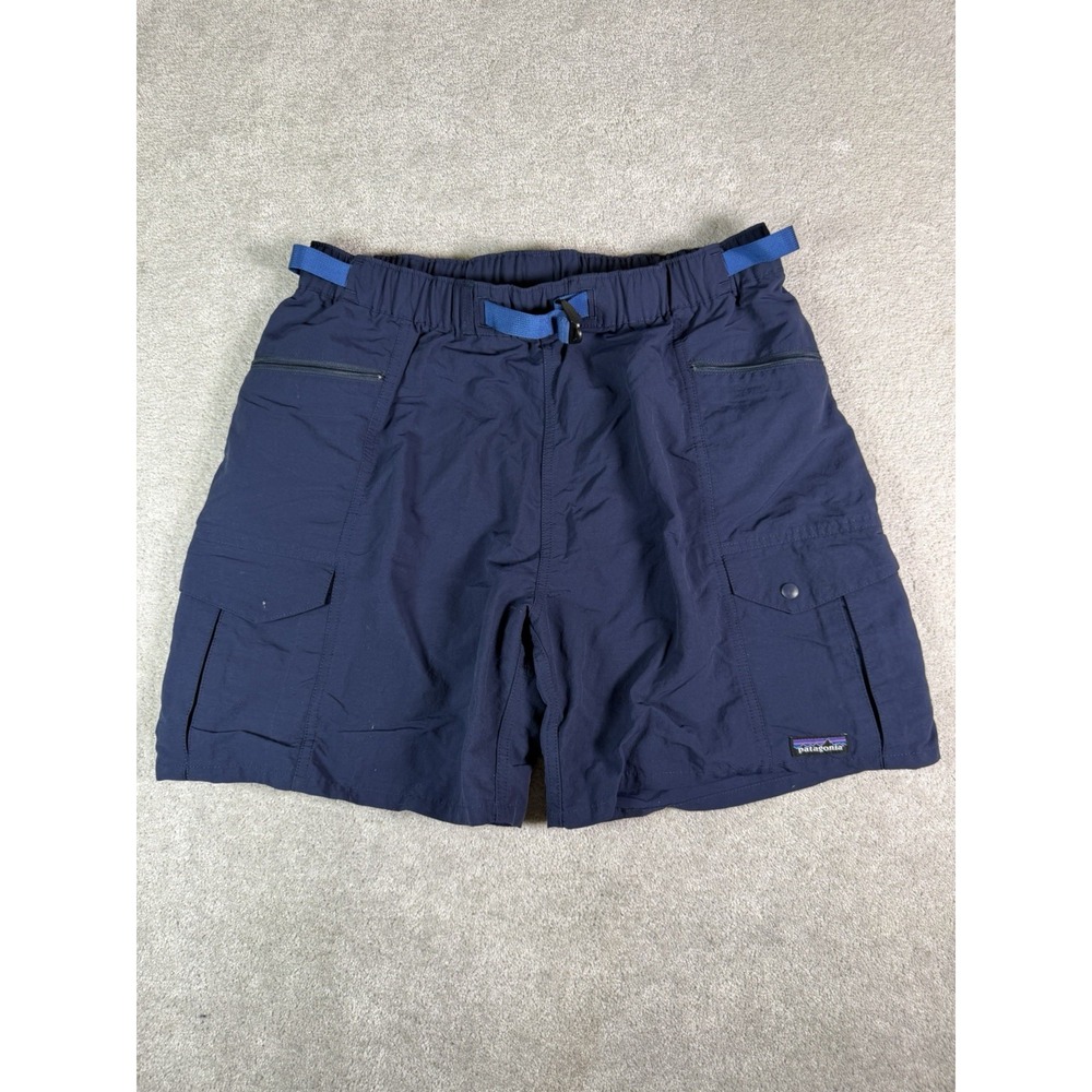 Patagonia Belted Baggies Shorts Men's Large  7" Navy Blue Cargo Hiking NetPlus *
